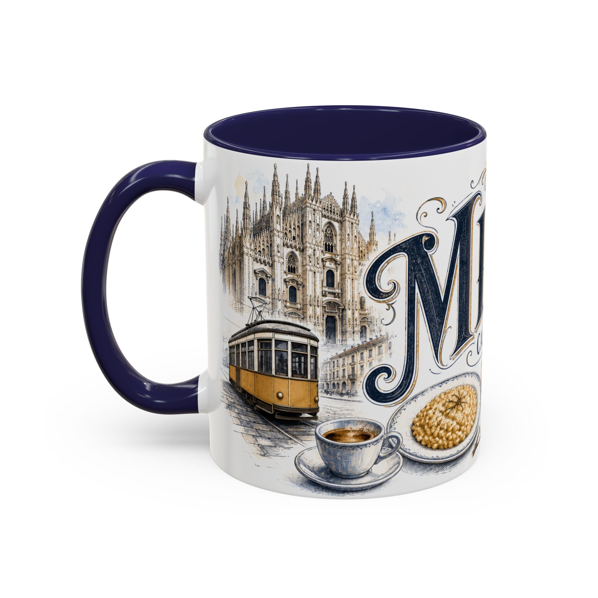 Milan Coffee Mug | Italy Travel Souvenir | Vintage Illustrated City Gift | 11 oz 15 oz Accent Mug