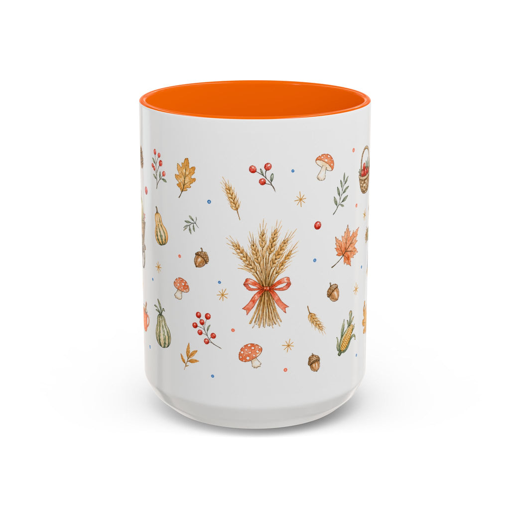Thanksgiving Mug | Country Harvest Watercolor Gift | Pumpkin Scarecrow Accent Cup 11oz 15oz