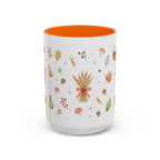 Thanksgiving Mug | Country Harvest Watercolor Gift | Pumpkin Scarecrow Accent Cup 11oz 15oz