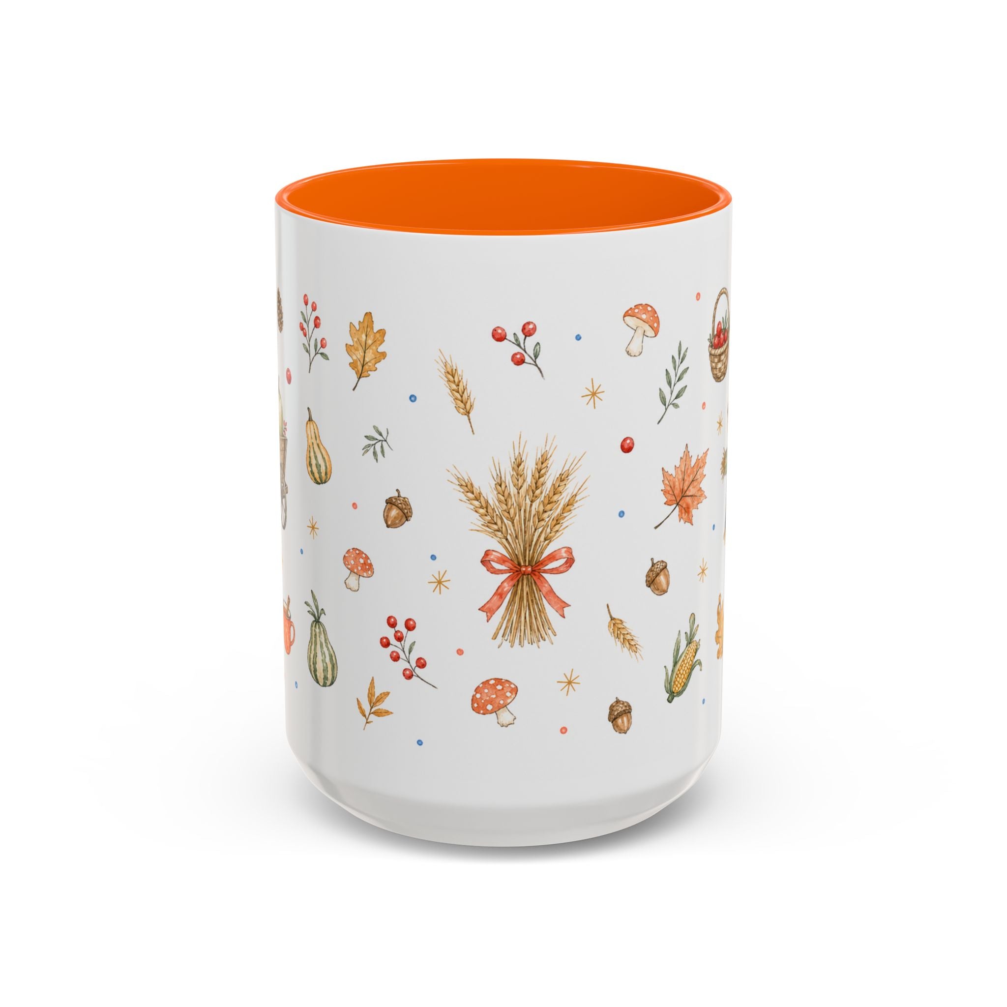 Thanksgiving Mug | Country Harvest Watercolor Gift | Pumpkin Scarecrow Accent Cup 11oz 15oz