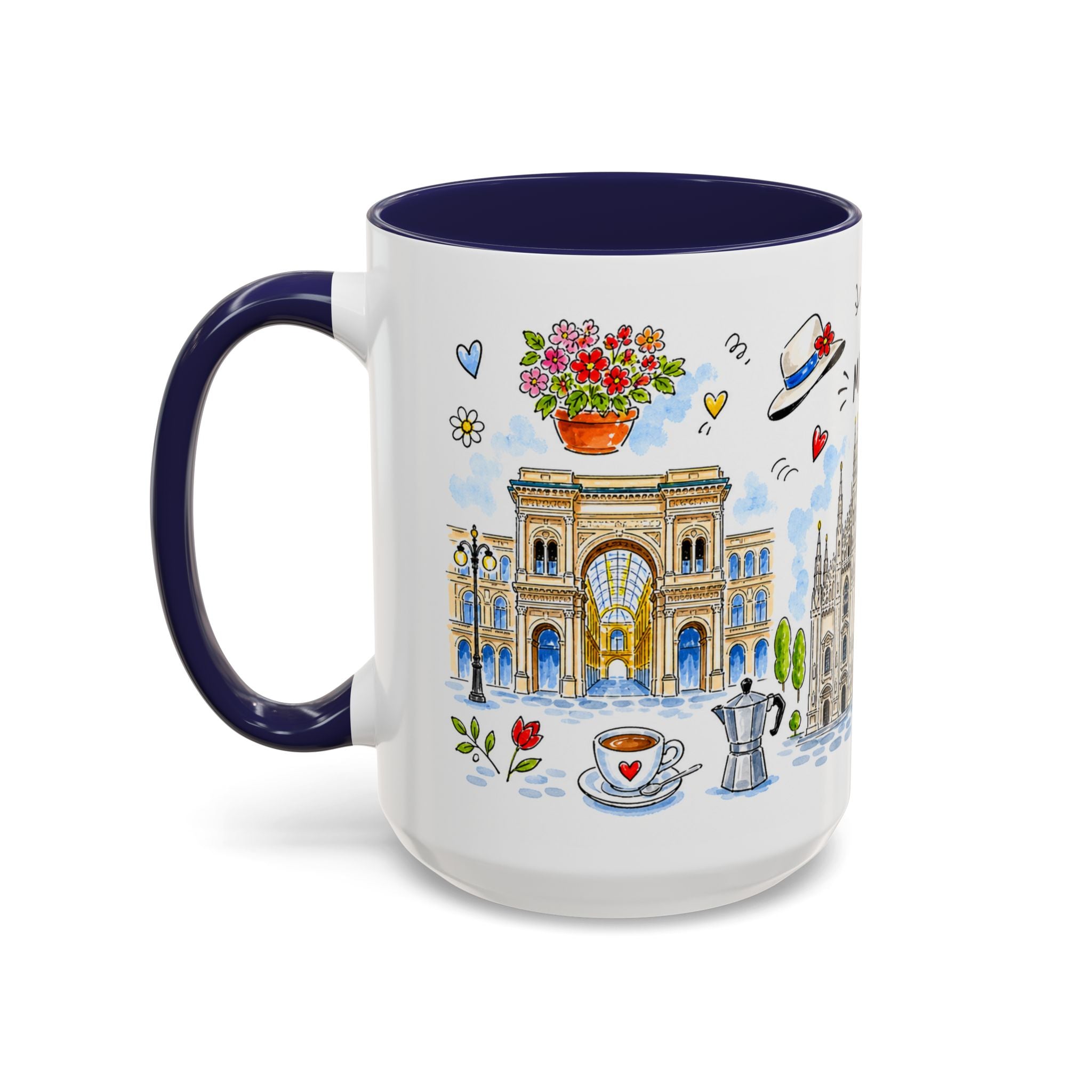Milan Travel Mug | European City Souvenir Accent Coffee Mug | 11oz 15oz Ceramic Cup