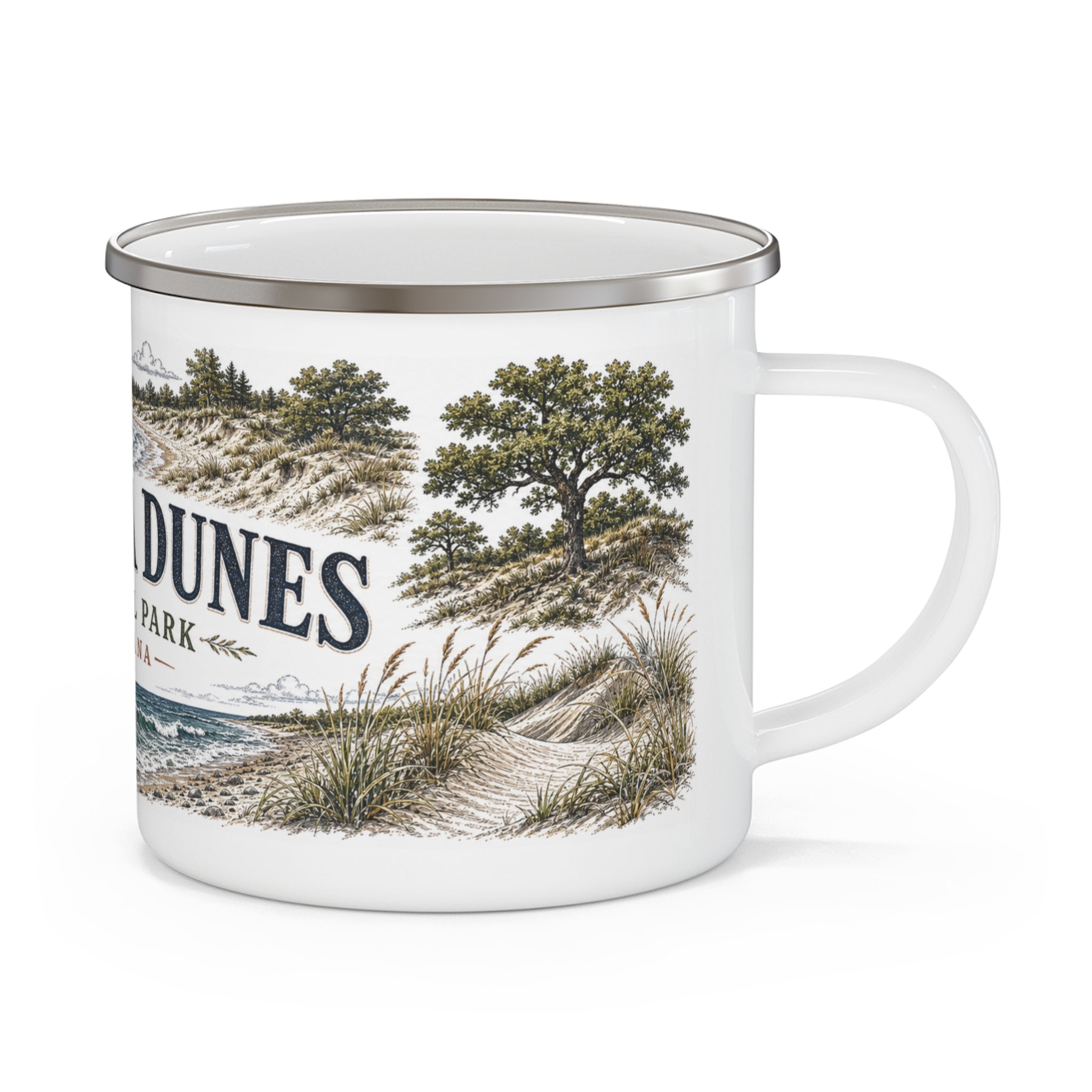 Indiana Dunes National Park Vintage Enamel Camping Mug | 12oz National Park Hiking Gift