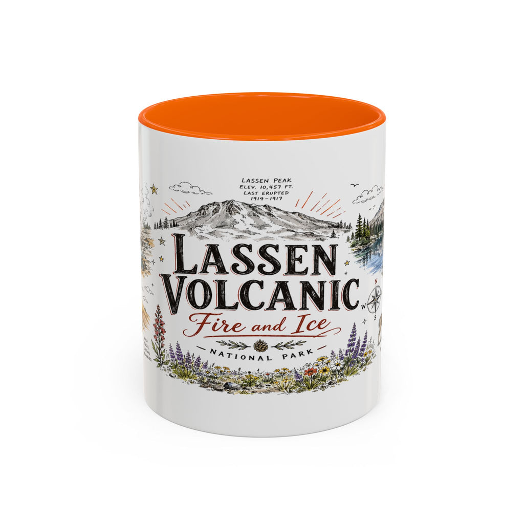 Lassen Volcanic National Park Coffee Mug | California Volcano Geothermal Hiking Gift | Accent Color Ceramic 11oz 15oz