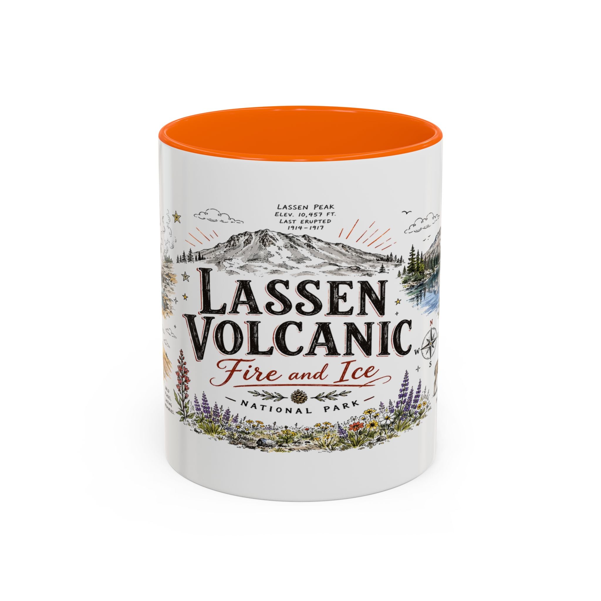 Lassen Volcanic National Park Coffee Mug | California Volcano Geothermal Hiking Gift | Accent Color Ceramic 11oz 15oz