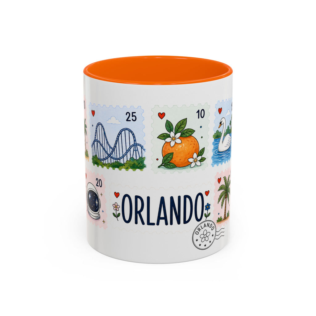 Orlando Coffee Mug | Postage Stamp Collage Mug | Travel Souvenir Accent Cup 11oz 15oz