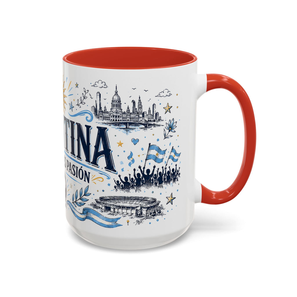 Argentina Soccer Coffee Mug | Soccer Fan Gift | Accent Color Ceramic 11oz 15oz Match Day Cup