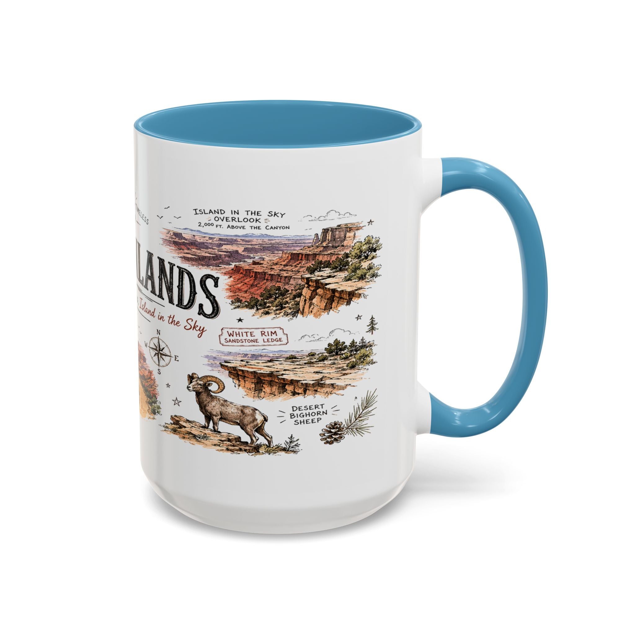 Canyonlands National Park Coffee Mug | Utah Red Rock Desert River Gift | Accent Color Ceramic 11oz 15oz