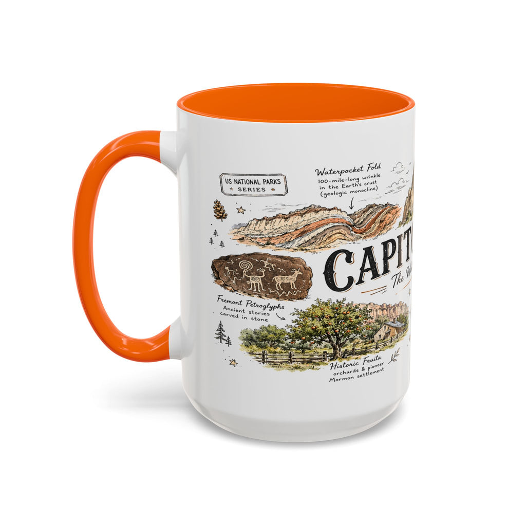 Capitol Reef National Park Coffee Mug | Utah Sandstone Canyon Hiking Gift | Accent Color Ceramic 11oz 15oz