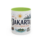 Jakarta Coffee Mug | Indonesia Souvenir Travel Gift | Accent Color Ceramic 11oz 15oz