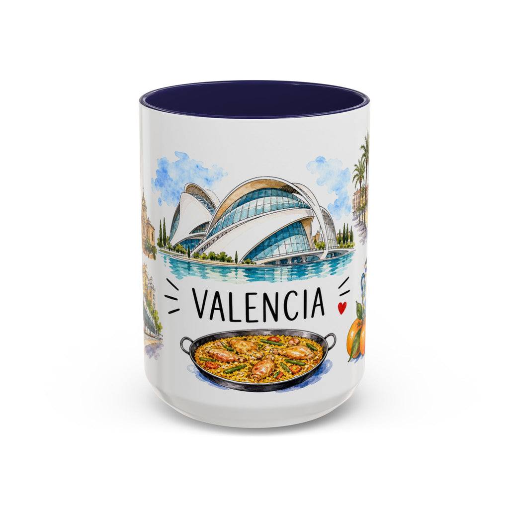 Valencia Illustrated Travel Mug | City Souvenir Accent Coffee Mug | 11oz 15oz Ceramic Cup