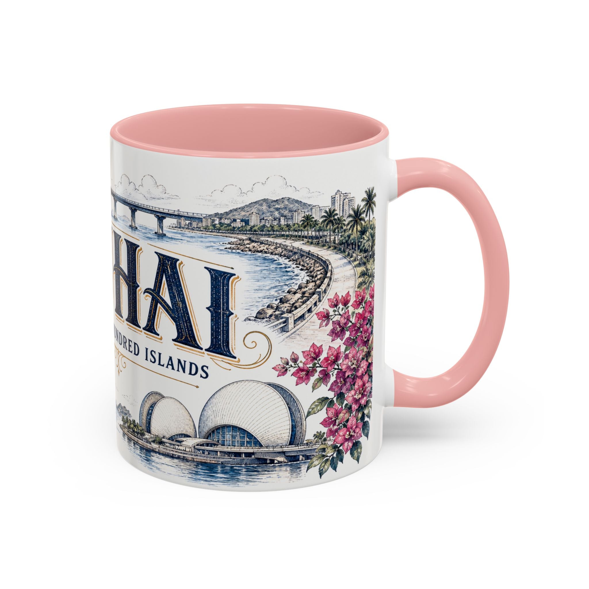 Zhuhai Coffee Mug | China Travel Souvenir | Vintage Illustrated City Gift | 11 oz 15 oz Accent Mug