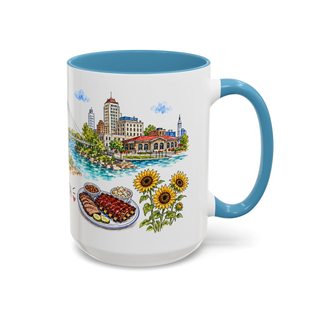 Wichita Illustrated Travel Mug | City Souvenir Accent Coffee Mug | 11oz 15oz Ceramic Cup