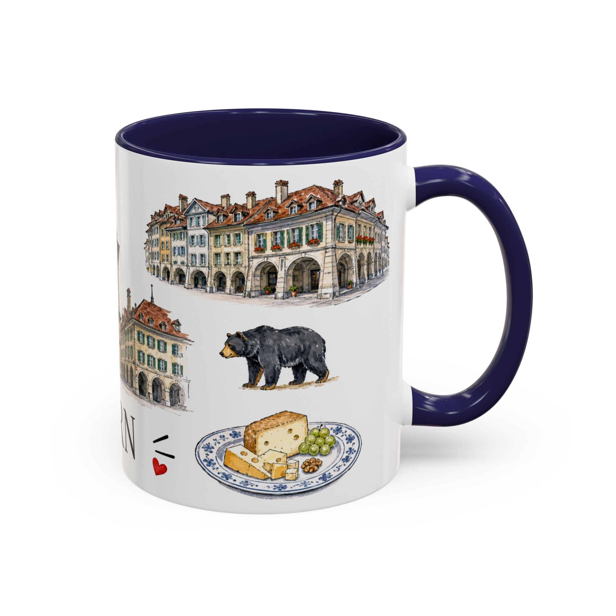 Bern Illustrated Travel Mug | City Souvenir Accent Coffee Mug | 11oz 15oz Ceramic Cup