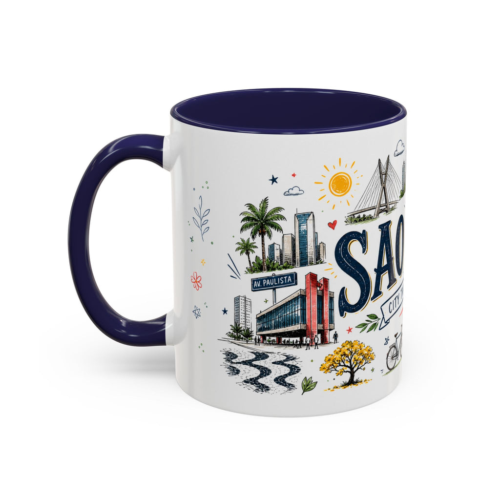 Sao Paulo Coffee Mug | Brazil Souvenir Travel Gift | Accent Color Ceramic 11oz 15oz