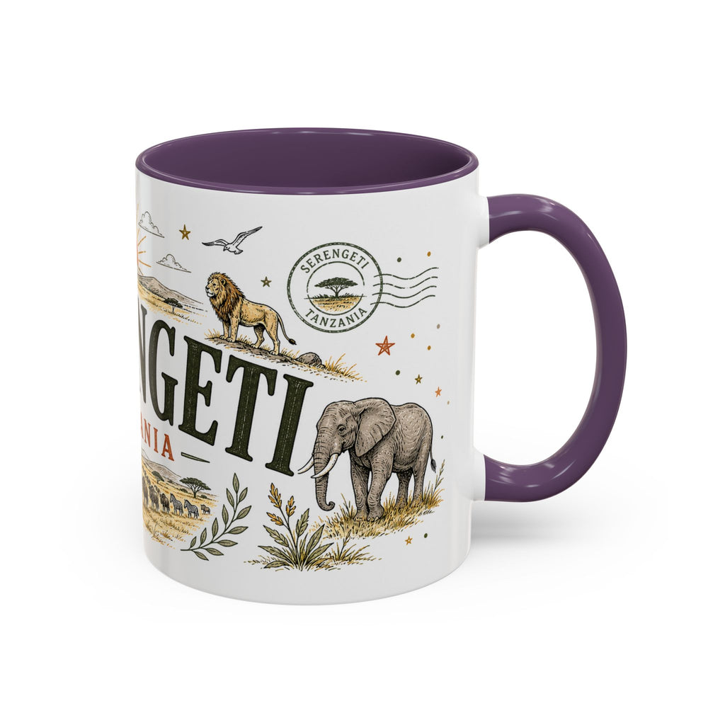 Serengeti Coffee Mug | Travel Destination Souvenir Gift | Accent Color Ceramic 11oz 15oz