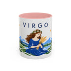 Virgo Zodiac Coffee Mug | Maiden and Wheat Design | Astrology Birthday Gift | 11 oz 15 oz Ceramic Accent Mug