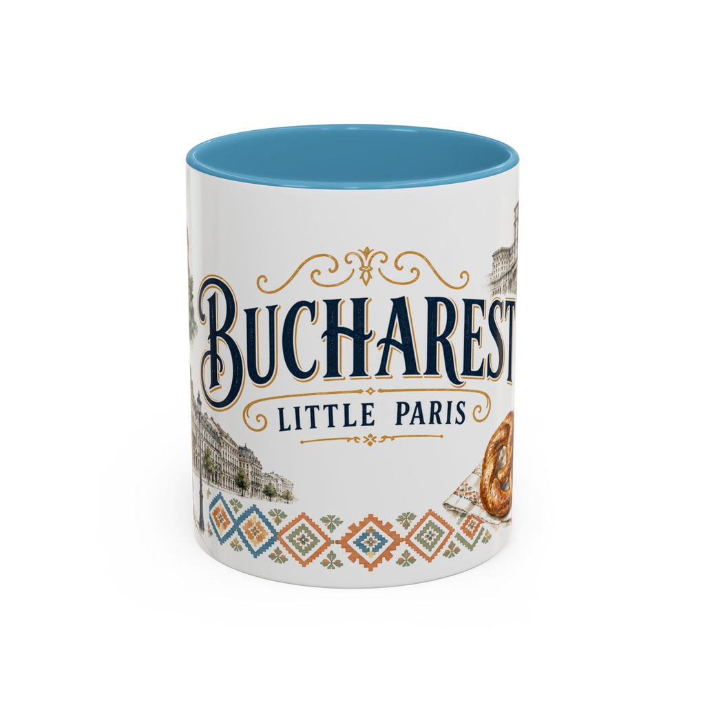 Bucharest Coffee Mug | Romania Travel Souvenir | Vintage Illustrated City Gift | 11 oz 15 oz Accent Mug
