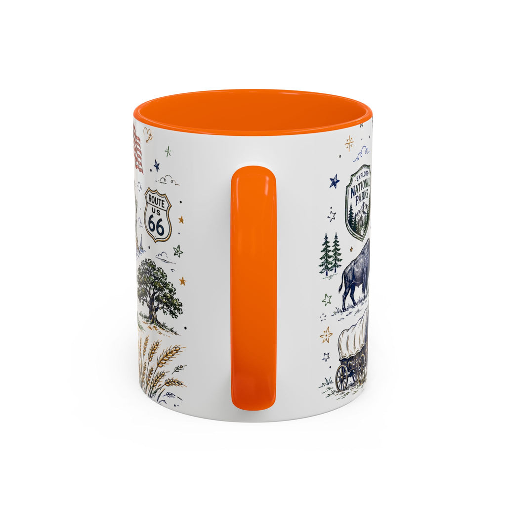 America the Beautiful Coffee Mug | Patriotic USA Gift | Accent Color Ceramic 11oz 15oz