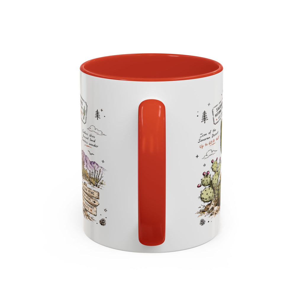 Saguaro National Park Coffee Mug | Arizona Desert Cactus Sunset Gift | Accent Color Ceramic 11oz 15oz