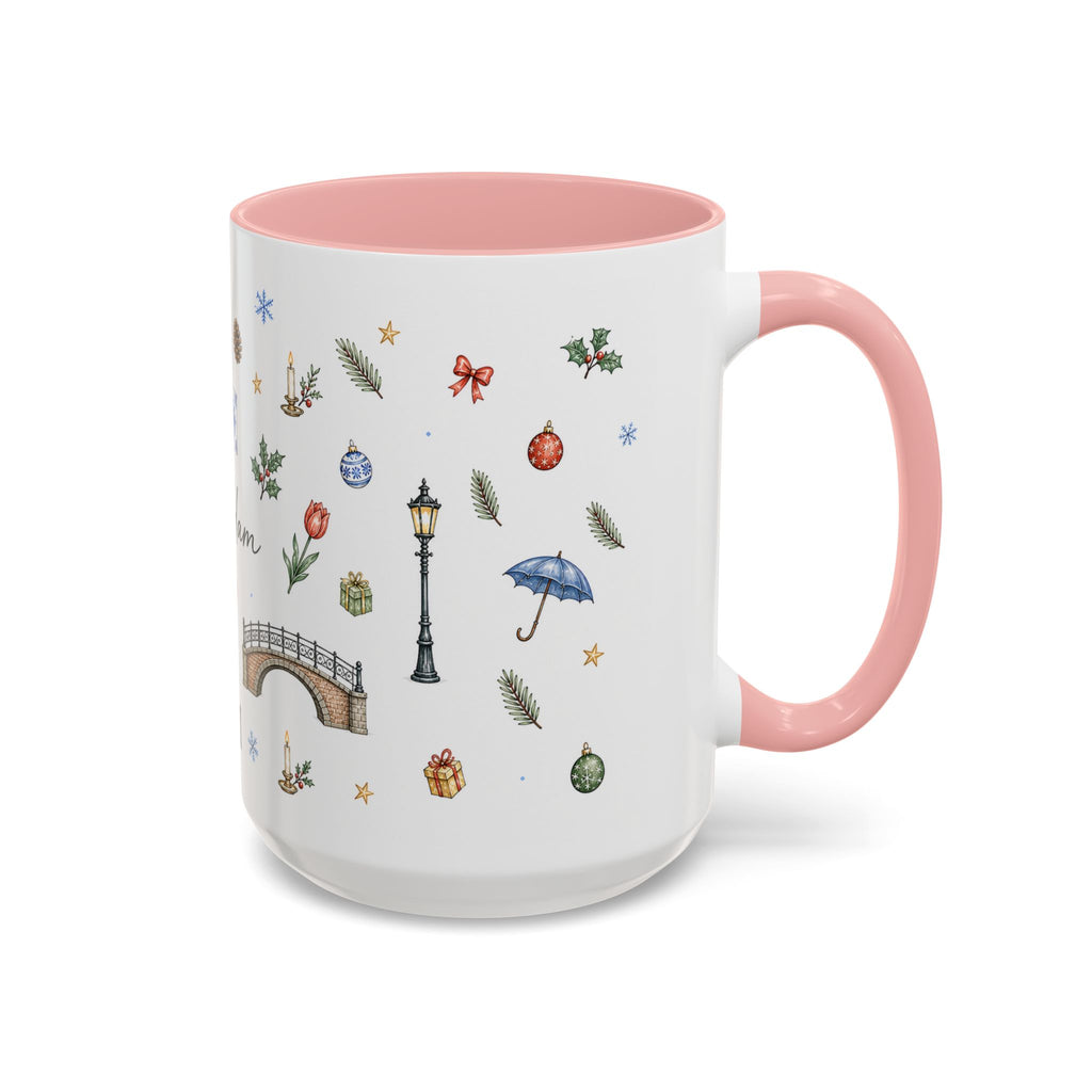 Amsterdam Christmas Watercolor Mug | Festive City Souvenir Coffee Cup