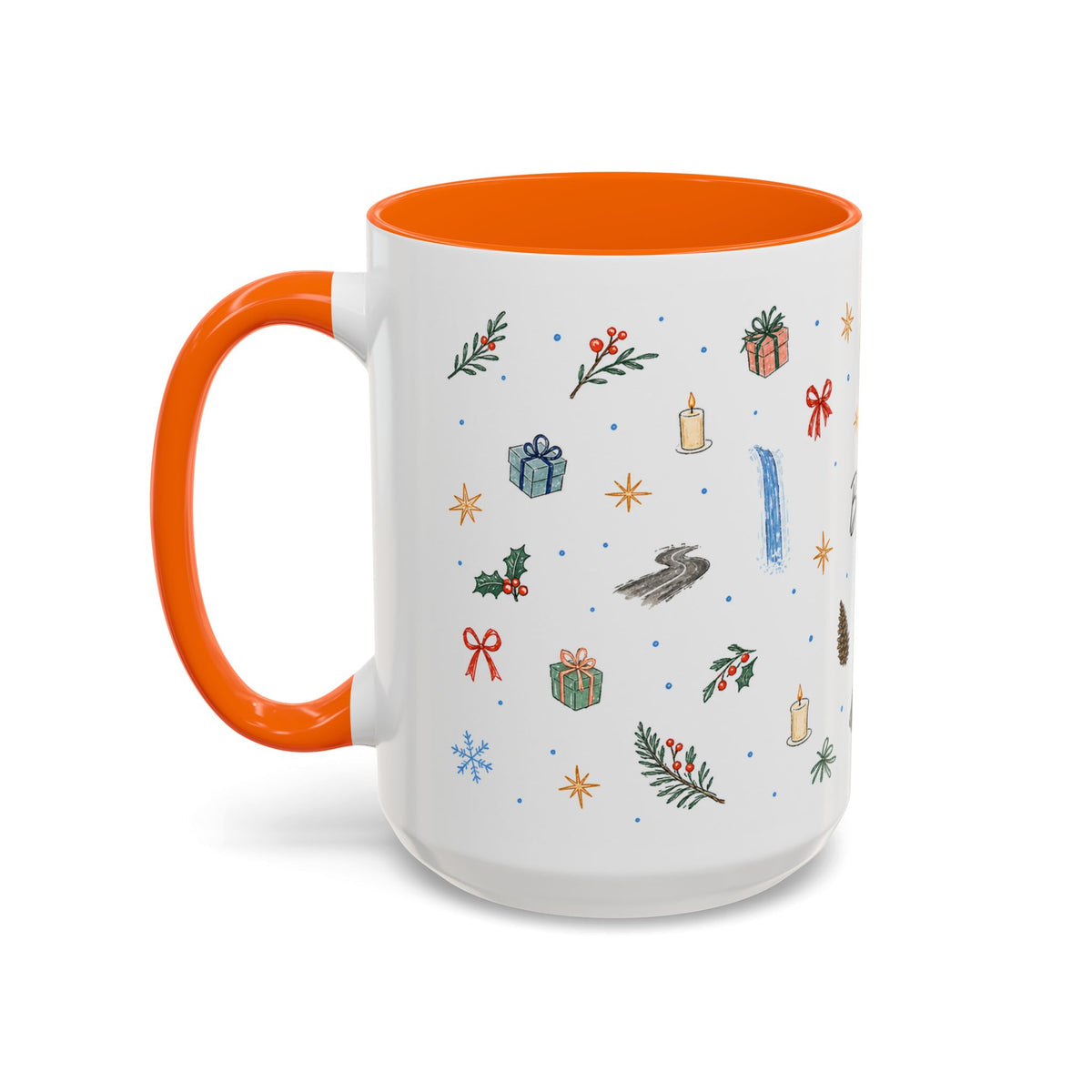 Big Sur Christmas Mug | Watercolor Travel Souvenir | Holiday Gift | Accent Ceramic Coffee Cup 11oz 15oz