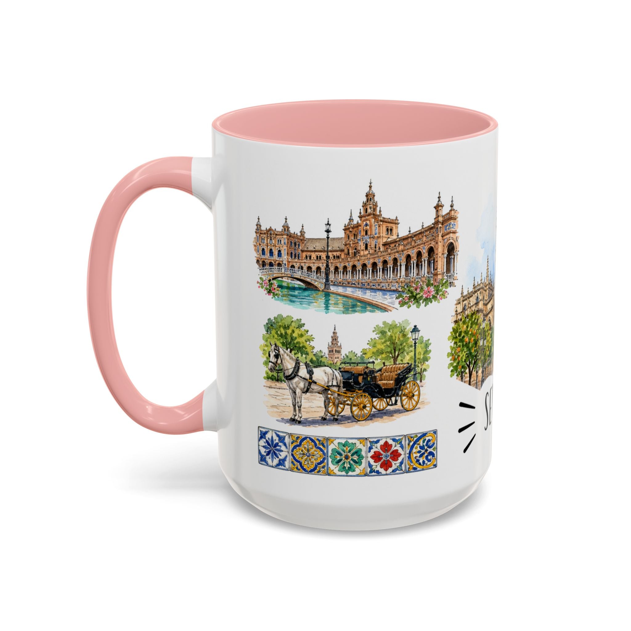 Seville Illustrated Travel Mug | City Souvenir Accent Coffee Mug | 11oz 15oz Ceramic Cup