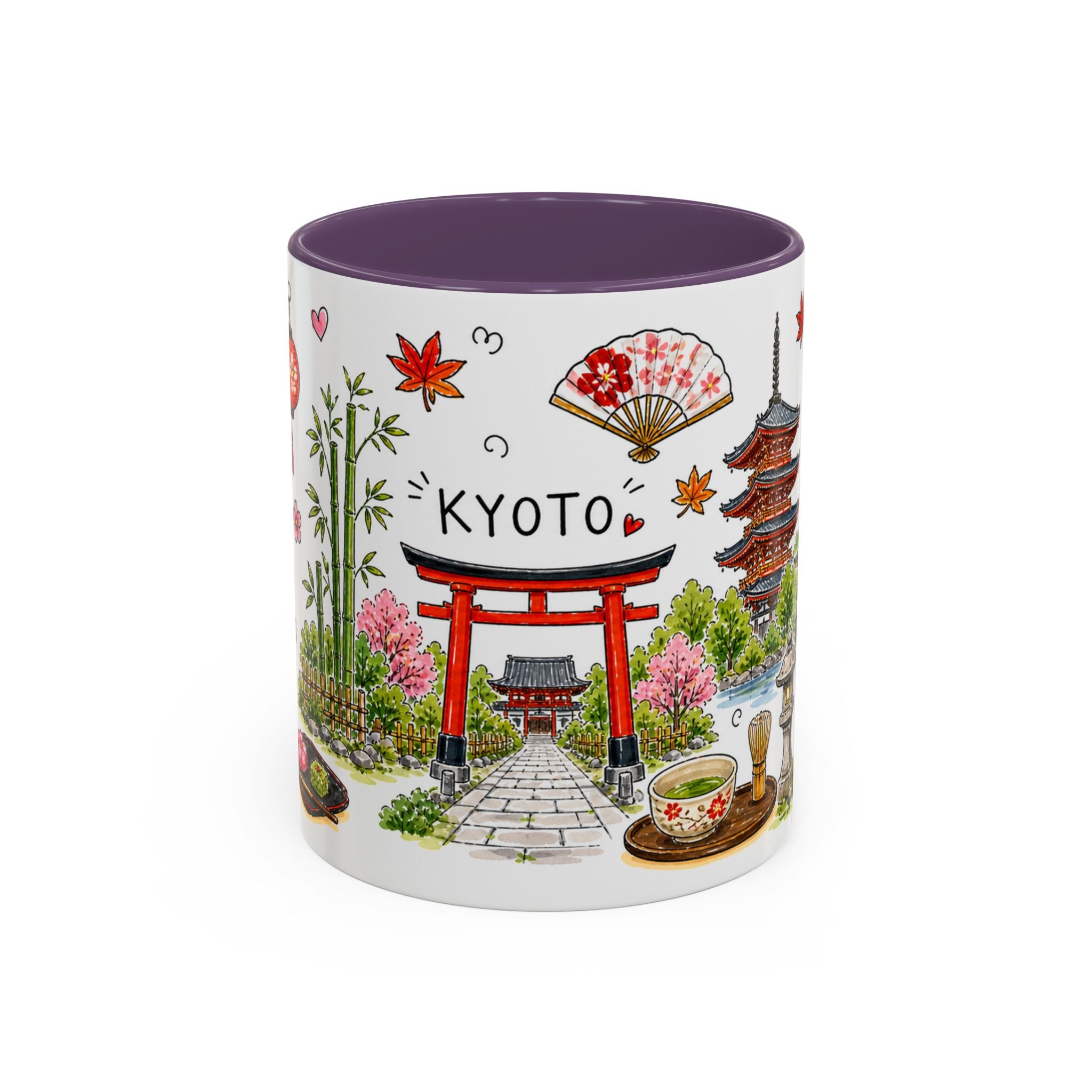 Kyoto Illustrated Travel Mug | City Souvenir Accent Coffee Mug | 11oz 15oz Ceramic Cup