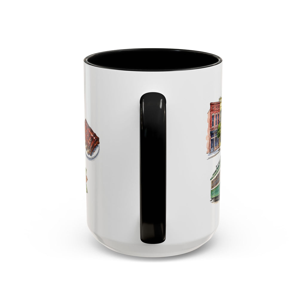 Memphis Illustrated Travel Mug | City Souvenir Accent Coffee Mug | 11oz 15oz Ceramic Cup