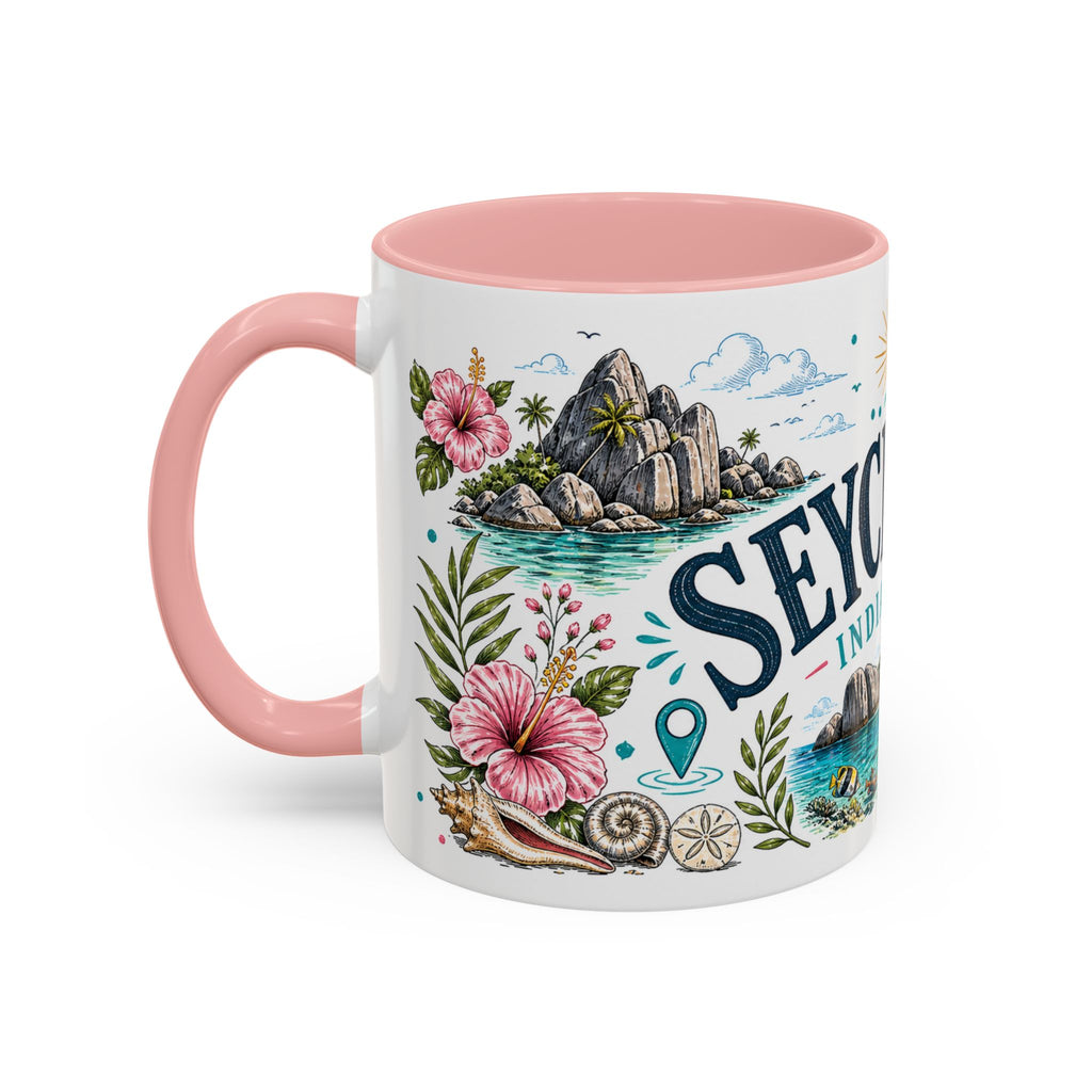 Seychelles Coffee Mug | Travel Destination Souvenir Gift | Accent Color Ceramic 11oz 15oz