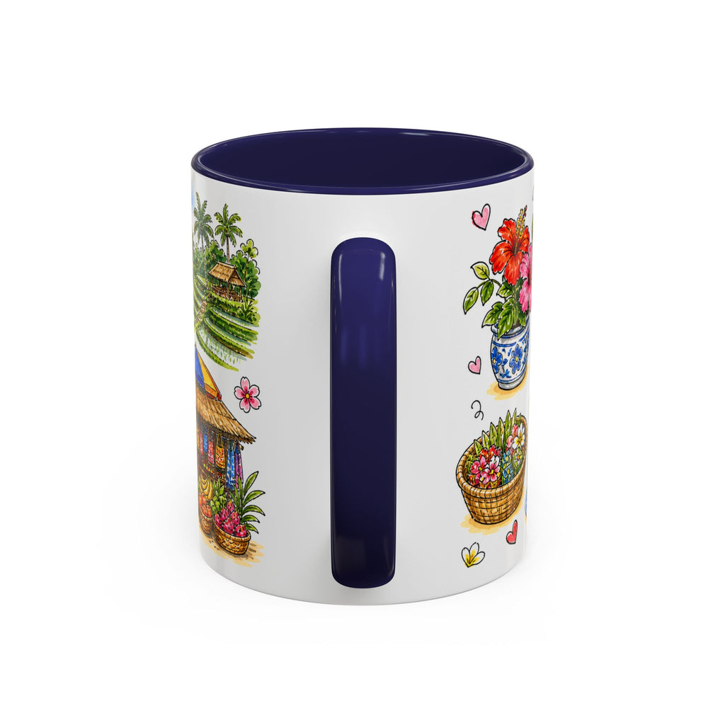 Ubud Illustrated Travel Mug | City Souvenir Accent Coffee Mug | 11oz 15oz Ceramic Cup