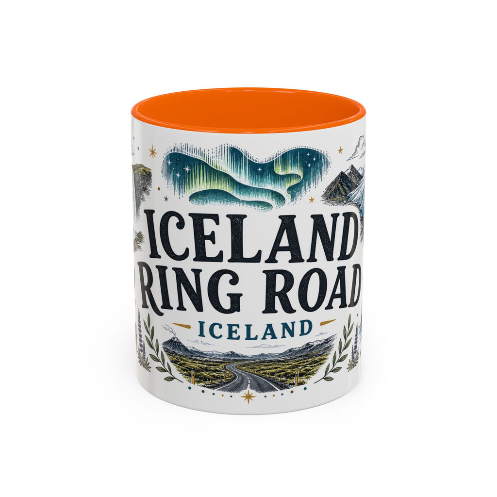 Iceland Ring Road Coffee Mug | Travel Destination Souvenir Gift | Accent Color Ceramic 11oz 15oz