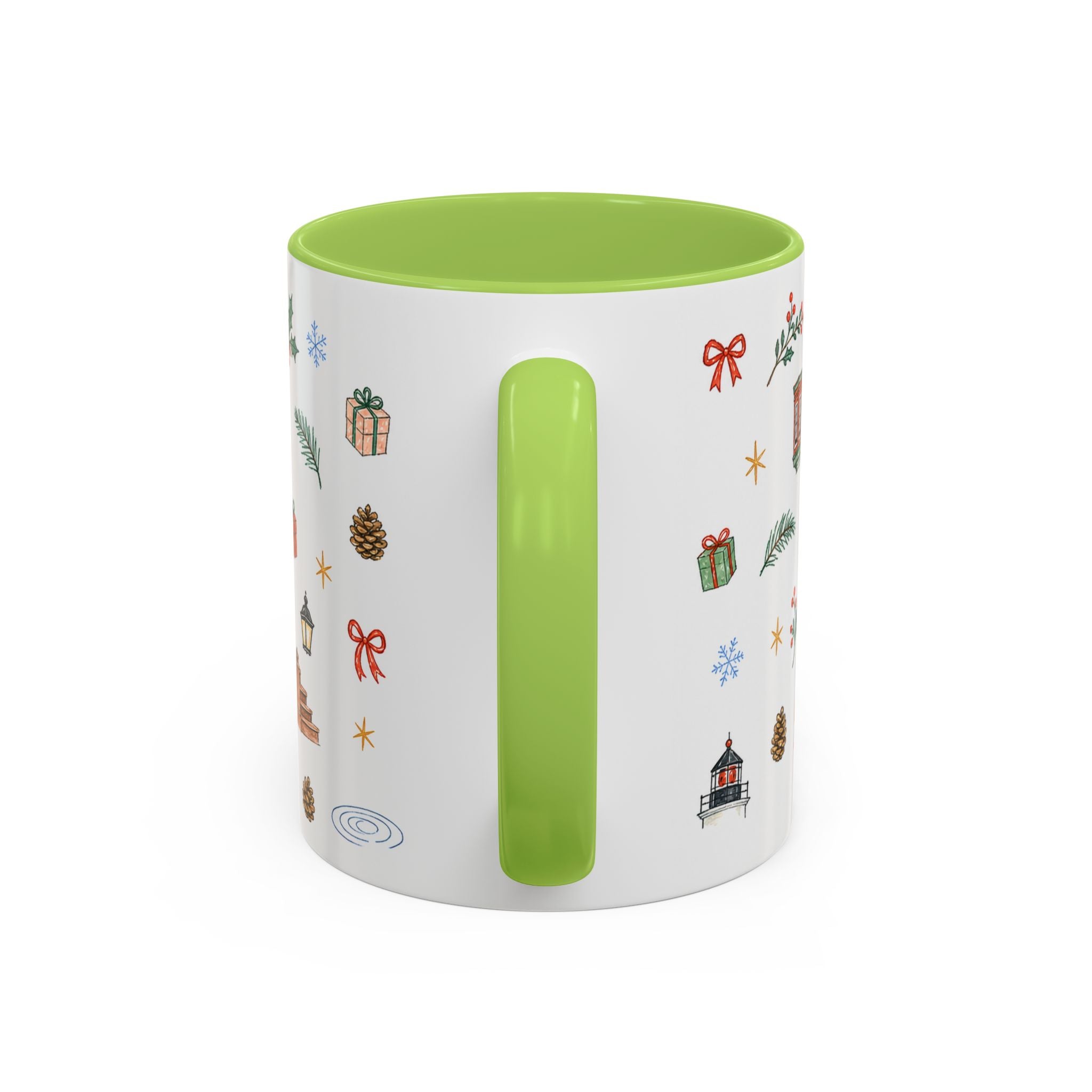 Boston Christmas Mug | Watercolor Travel Souvenir | Holiday Gift | Accent Ceramic Coffee Cup 11oz 15oz