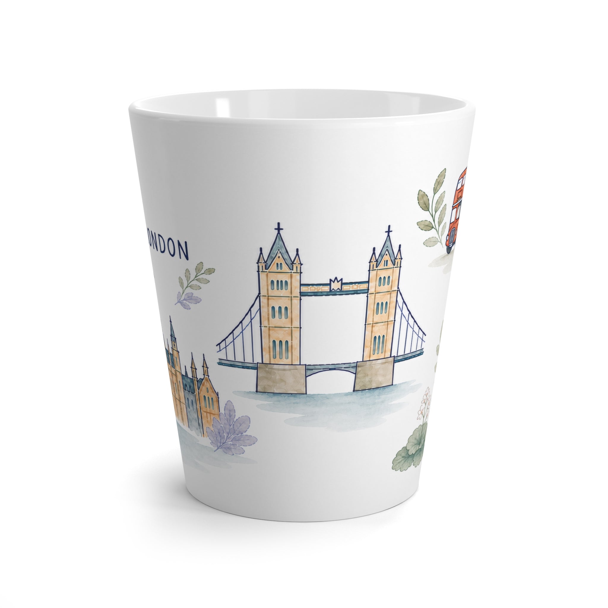 London Latte Mug | Watercolor City Travel Mug | 12 oz Ceramic Souvenir Gift