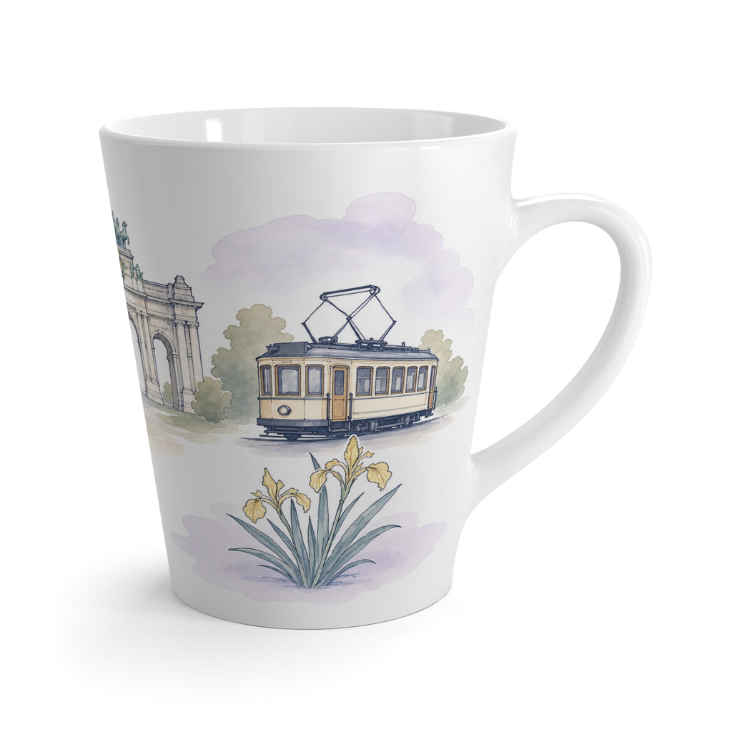 Brussels Latte Mug | Watercolor City Travel Mug | 12 oz Ceramic Souvenir Gift