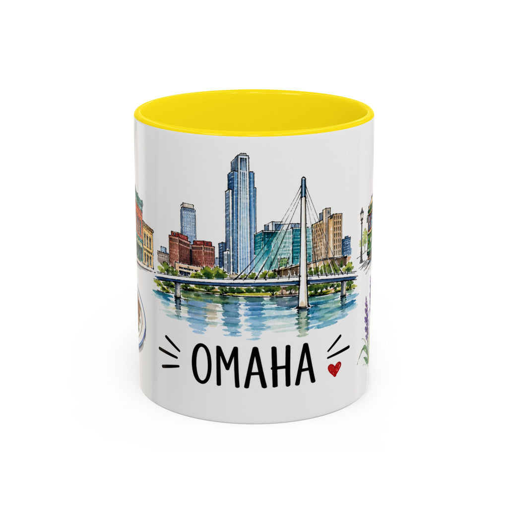 Omaha Illustrated Travel Mug | City Souvenir Accent Coffee Mug | 11oz 15oz Ceramic Cup