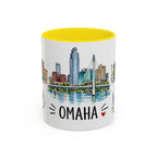 Omaha Illustrated Travel Mug | City Souvenir Accent Coffee Mug | 11oz 15oz Ceramic Cup
