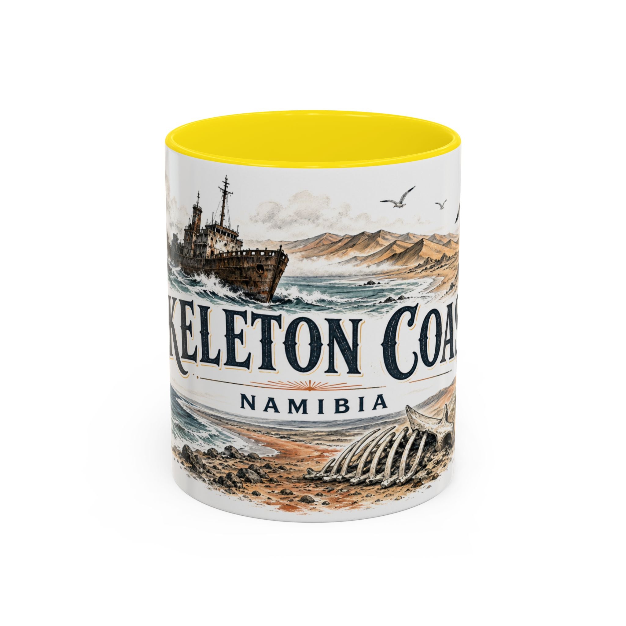 Skeleton Coast Mug, Namibia Travel Souvenir, Bucket List Gift, Accent Ceramic Coffee Mug 11oz 15oz