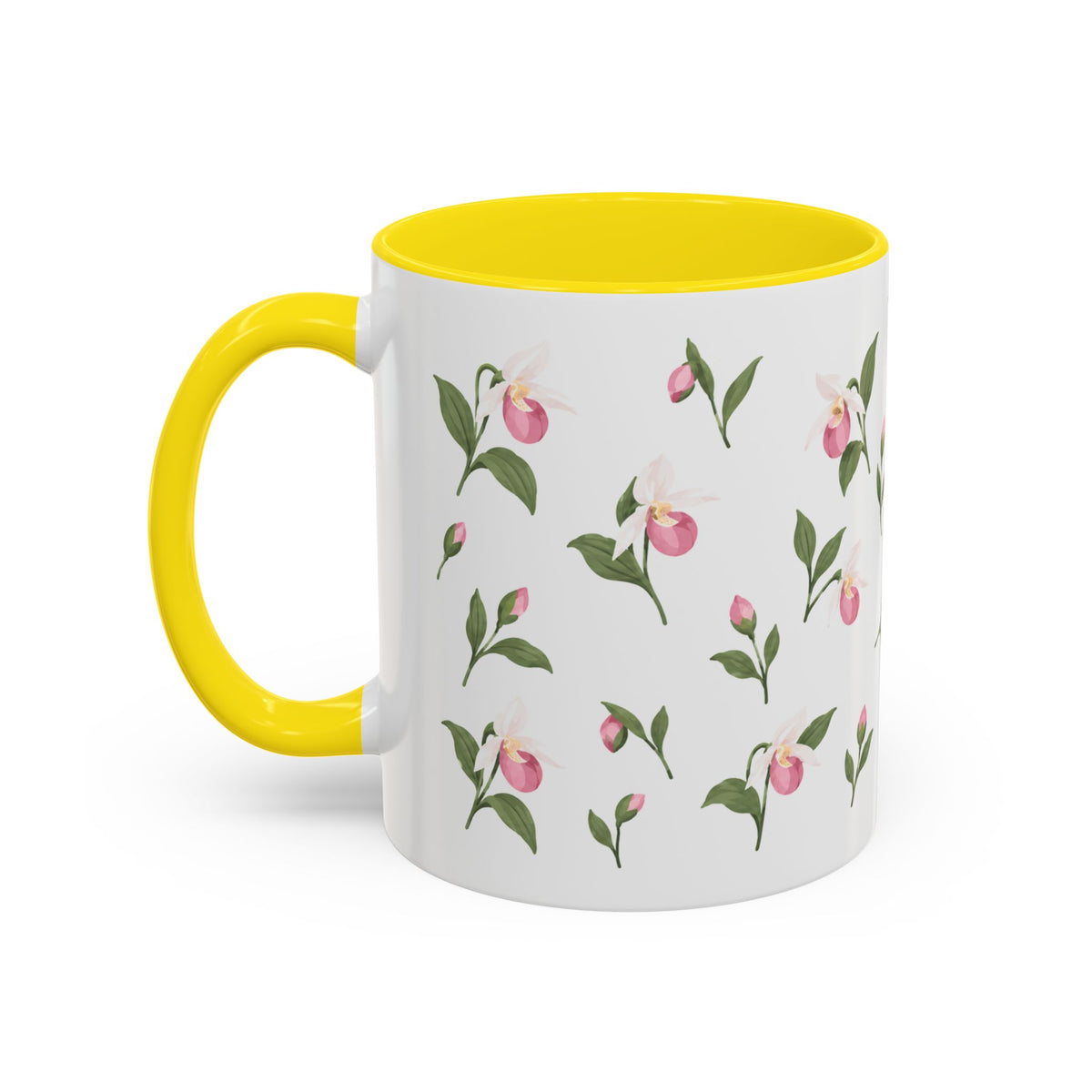 Minnesota Pink and White Lady Slipper Mug, State Flower Floral Coffee Cup, 11oz Botanical Gift