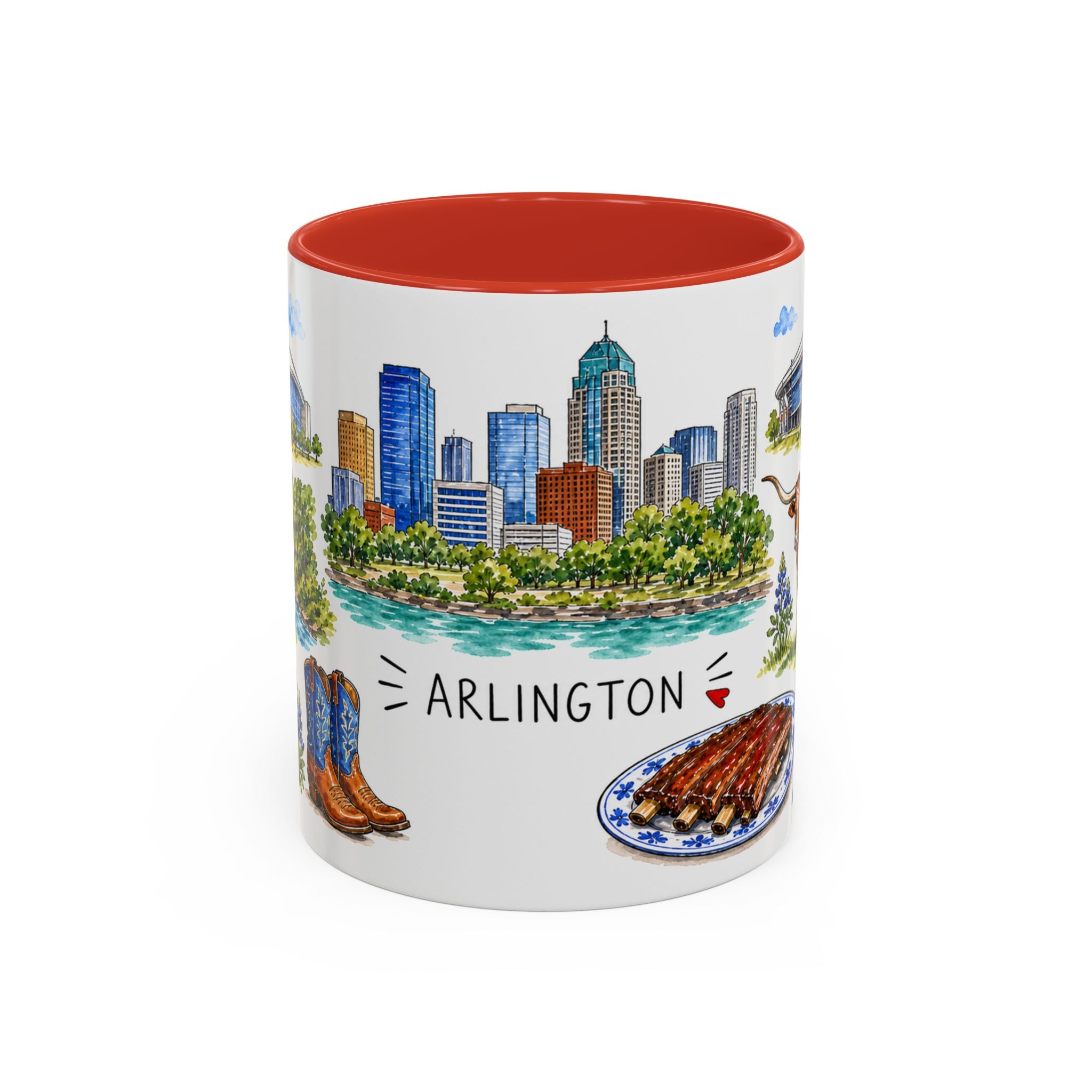 Arlington Illustrated Travel Mug | City Souvenir Accent Coffee Mug | 11oz 15oz Ceramic Cup