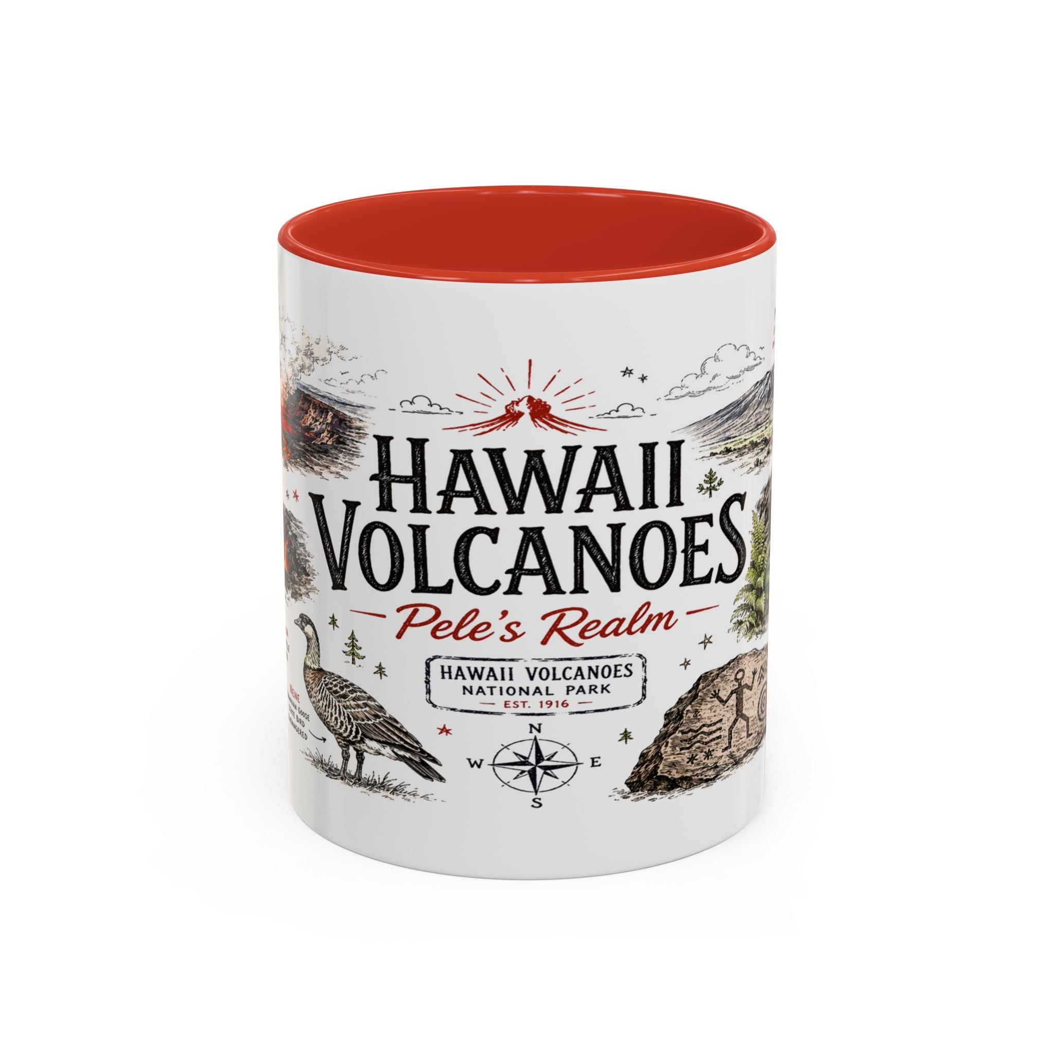 Hawaii Volcanoes National Park Coffee Mug | Hawaii Big Island Lava Volcano Gift | Accent Color Ceramic 11oz 15oz