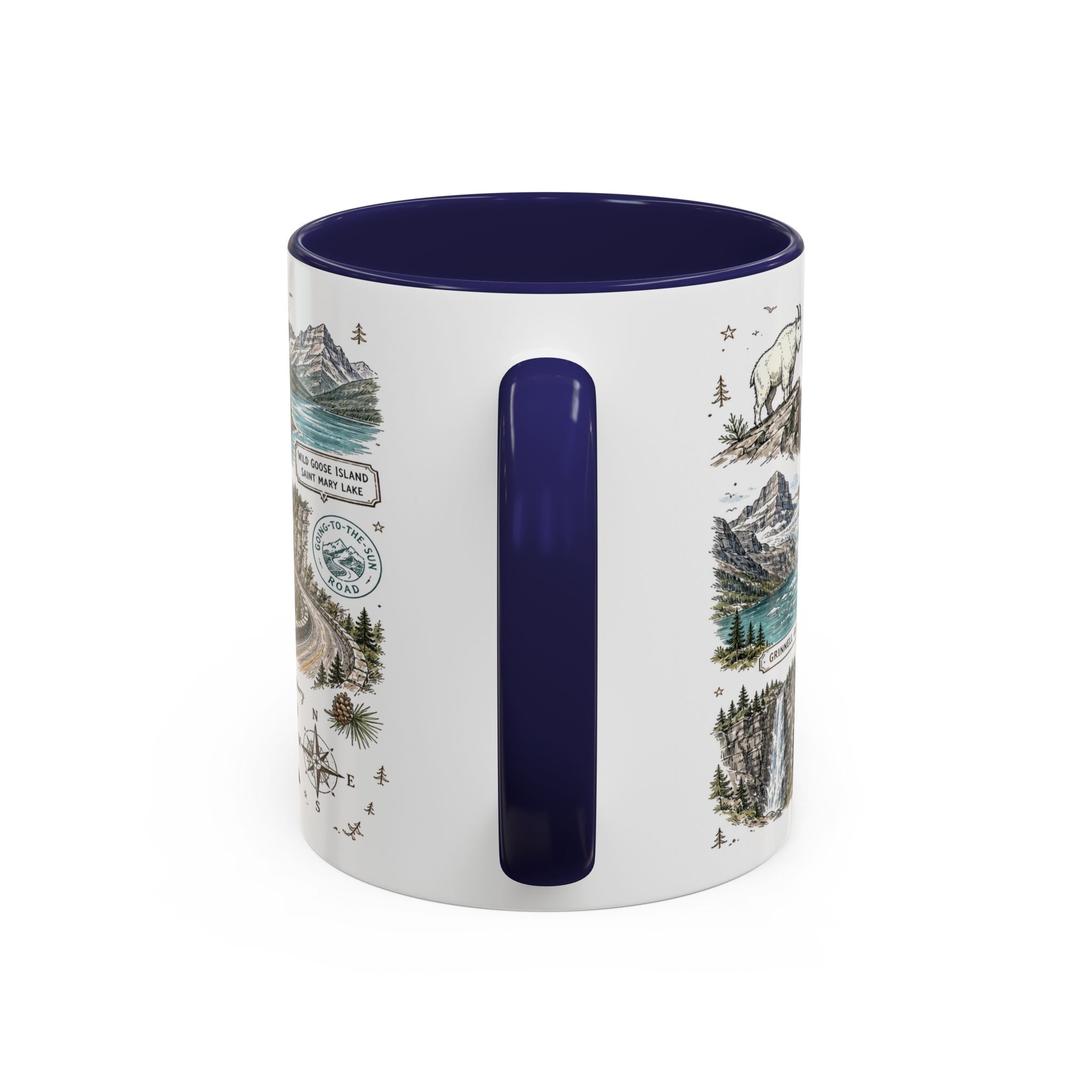 Glacier Coffee Mug | National Park Hiking Montana Gift | Accent Color Ceramic 11oz 15oz