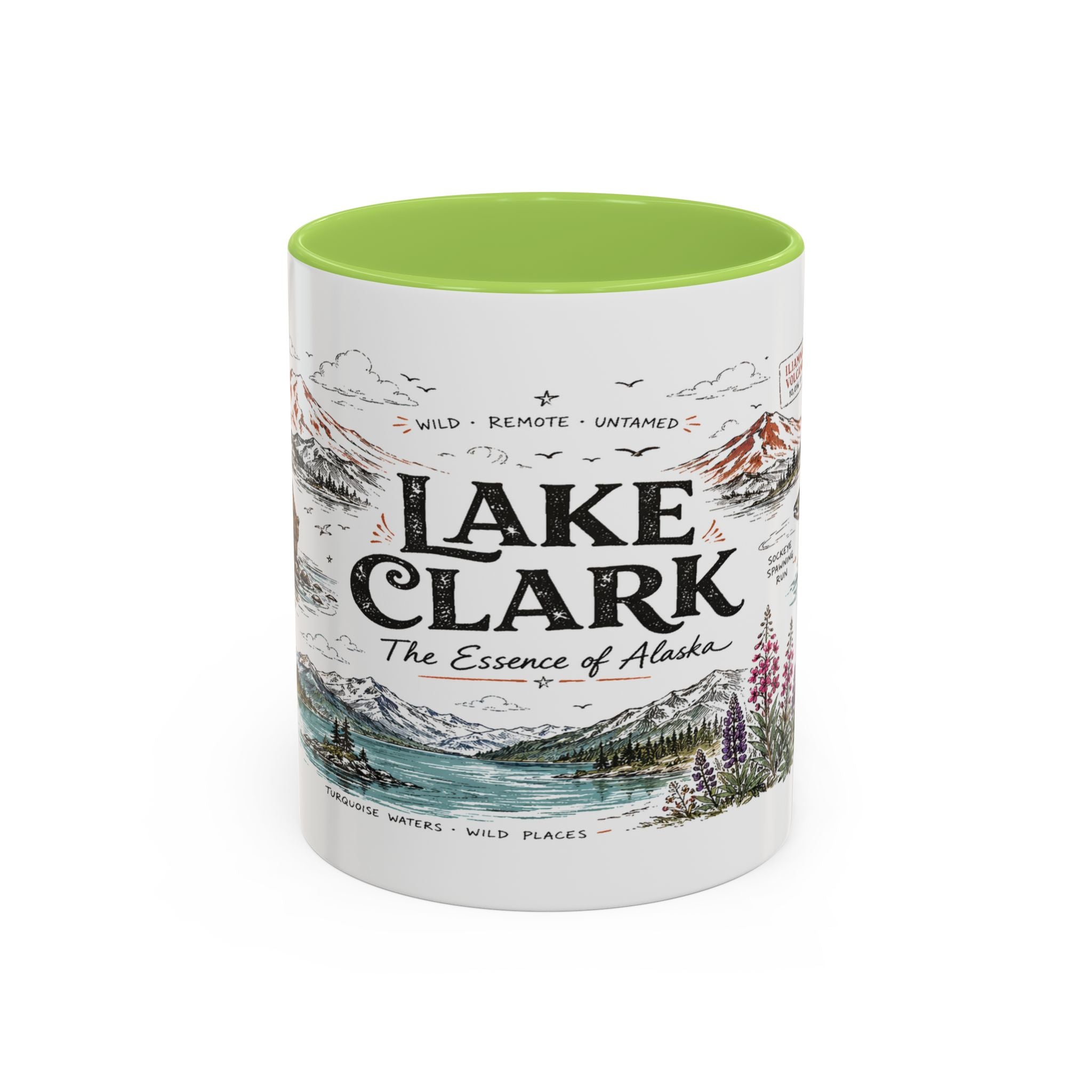 Lake Clark National Park Coffee Mug | Alaska Fly-in Wilderness Adventure Gift | Accent Color Ceramic 11oz 15oz