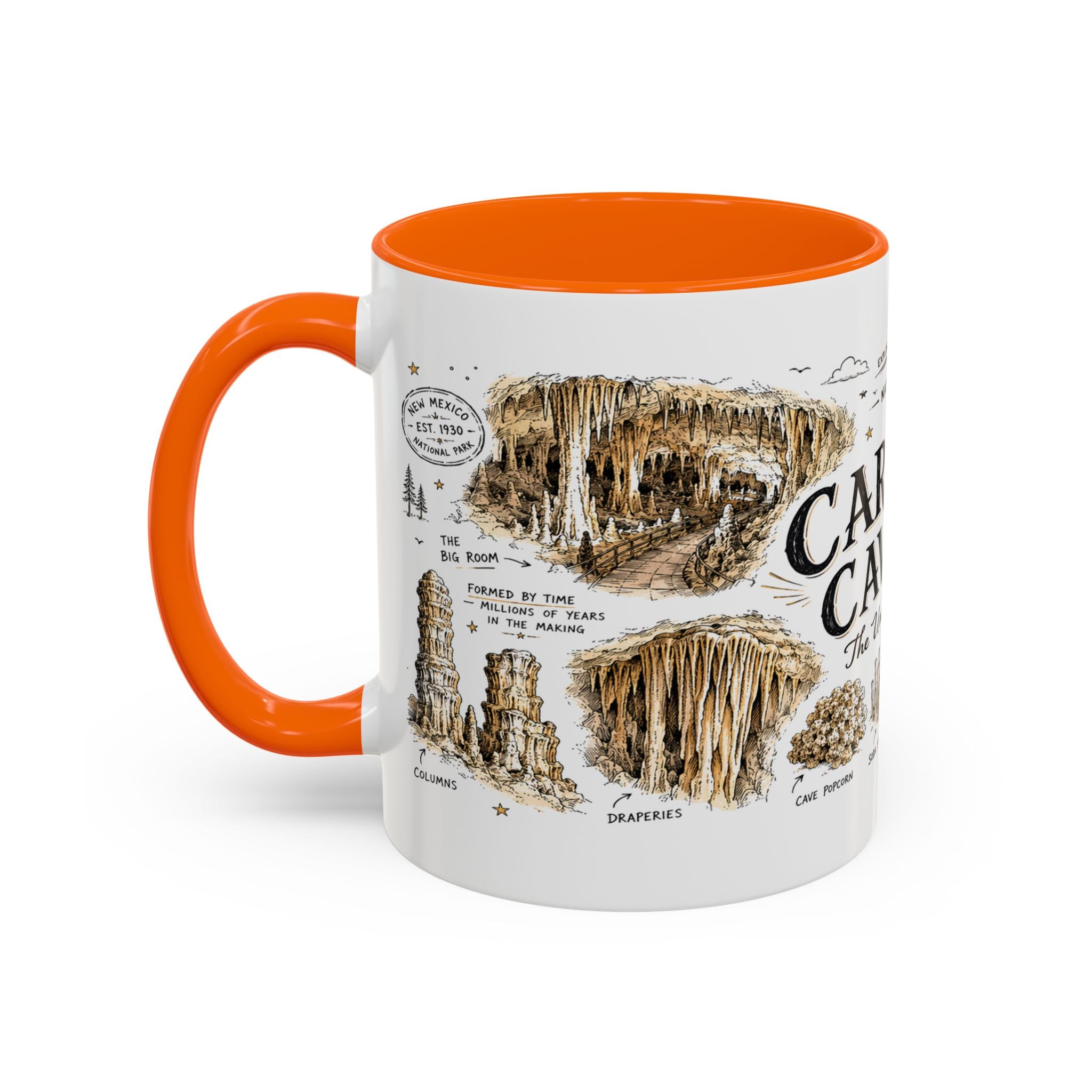 Carlsbad Caverns National Park Coffee Mug | New Mexico Cave Exploration Bat Gift | Accent Color Ceramic 11oz 15oz