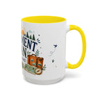 Retirement Plan Coffee And Adventures Mug | Travel Retirement Gift | Accent Color Ceramic 11oz 15oz