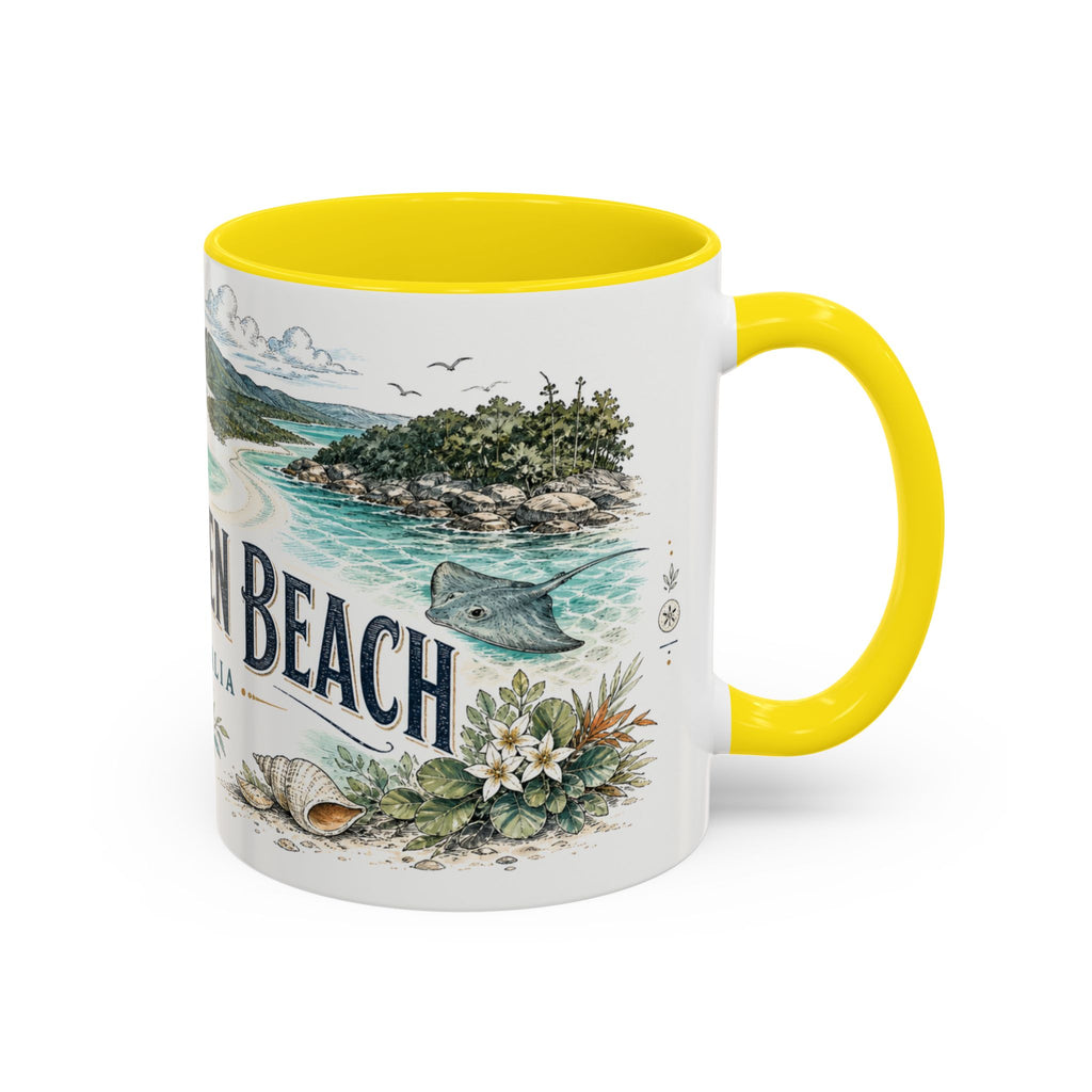 Whitehaven Beach Mug, Australia Travel Souvenir, Bucket List Gift, Accent Ceramic Coffee Mug 11oz 15oz