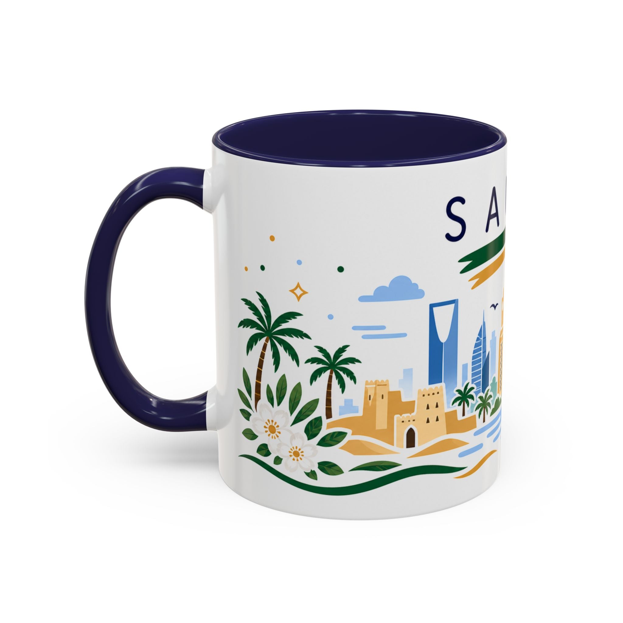 Saudi Arabia Coffee Mug | Travel Souvenir Accent Mug | Country Gift Ceramic Cup 11oz 15oz
