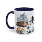 Hamburg Coffee Mug | Germany Travel Souvenir | Vintage Illustrated City Gift | 11 oz 15 oz Accent Mug