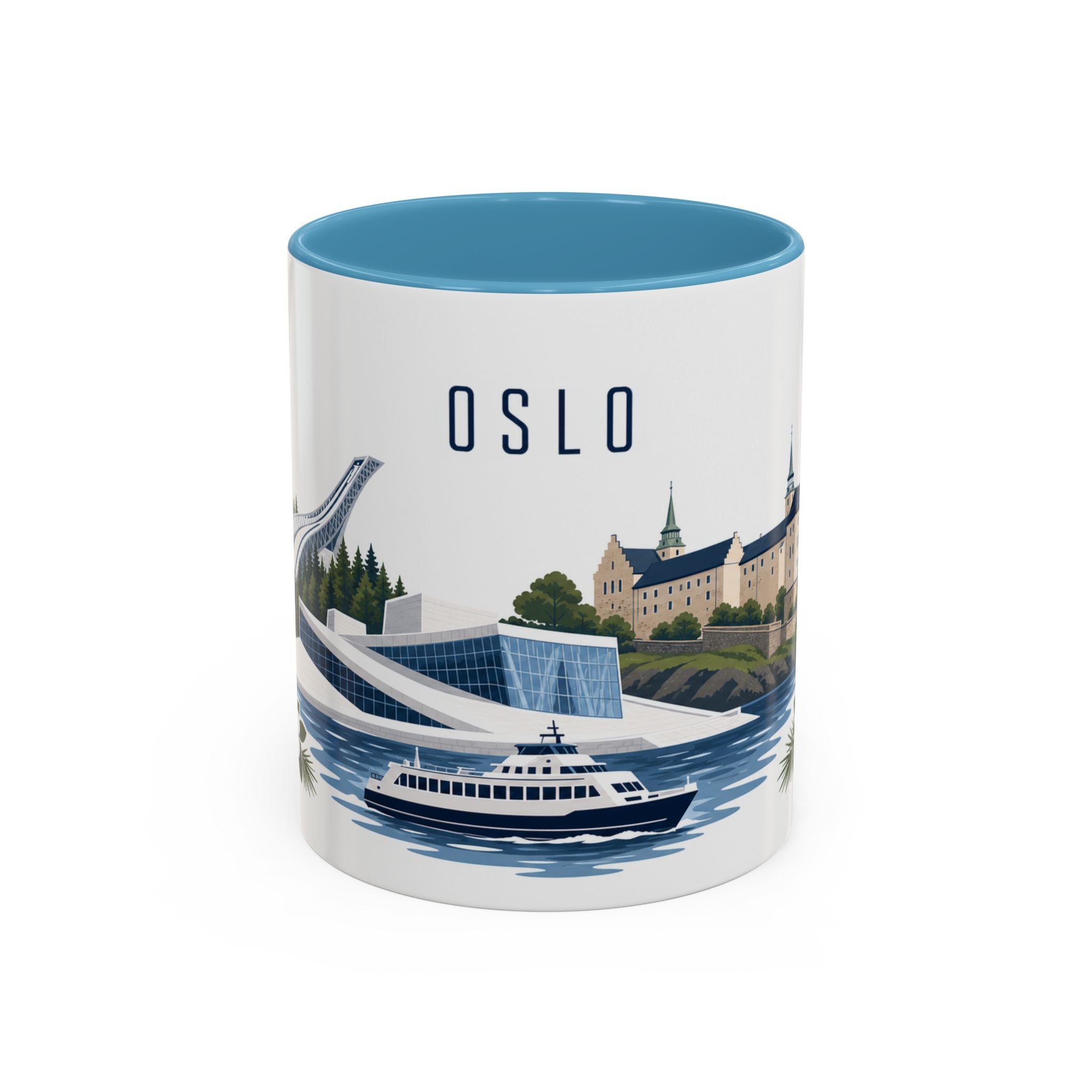 Oslo Coffee Mug | Norway Travel Souvenir | Porcelain Decal City Gift | 11oz 15oz Accent Mug