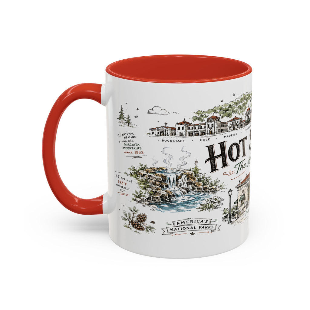Hot Springs National Park Coffee Mug | Arkansas Thermal Spring Spa Gift | Accent Color Ceramic 11oz 15oz