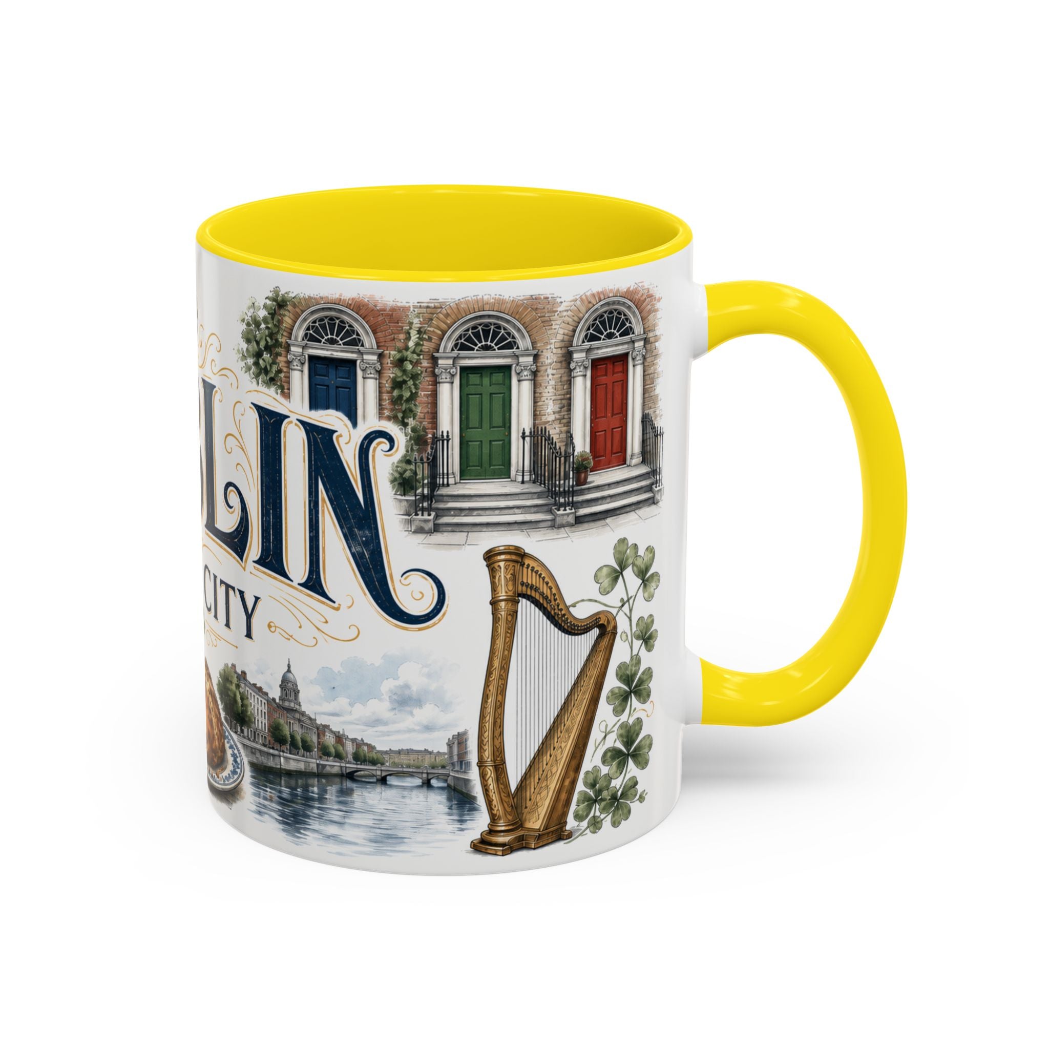 Dublin Coffee Mug | Ireland Travel Souvenir | Vintage Illustrated City Gift | 11 oz 15 oz Accent Mug